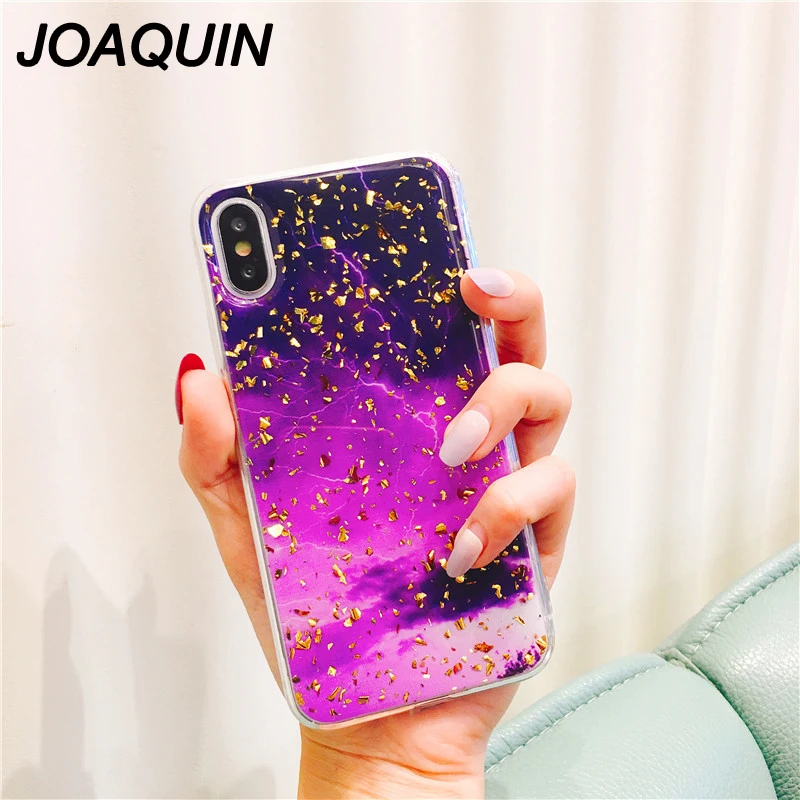 Cute Glitter Bling Case for iPhone 6 6s 7 8 Plus Glossy Epoxy marble Rainbow color Soft For X XS Max XR Cover |