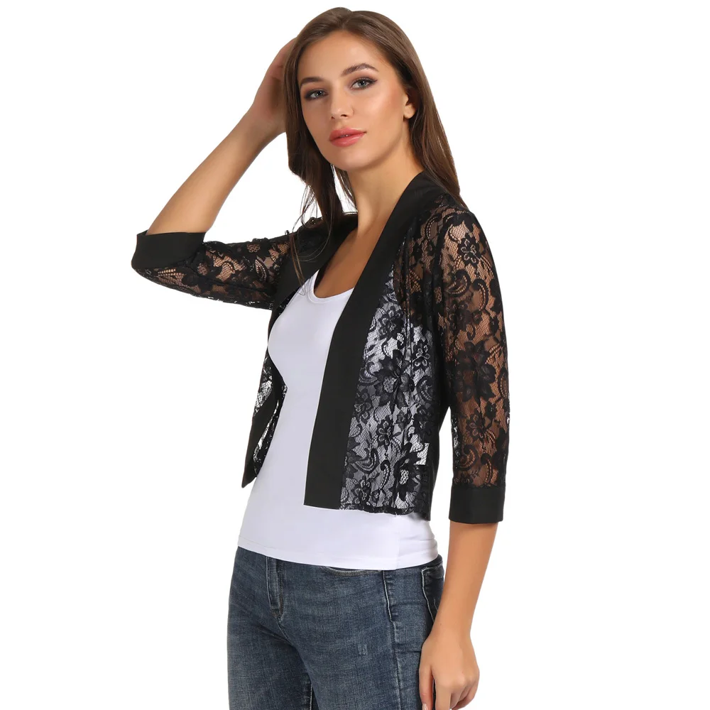Лоскутное Болеро кардиган до талии прозрачные кружевные топы летние