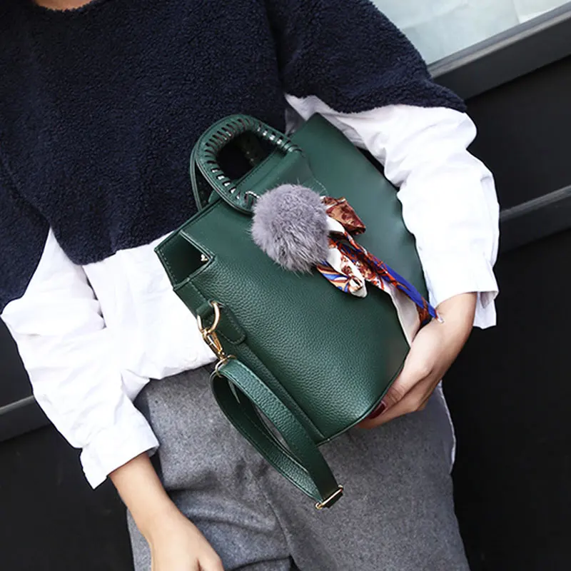 Женские Сумки Кожаные Высокого Качества Одного Плеча Шарф Новый 2017 Мода Дамы Tote