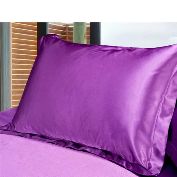 Purple 50*70 см однотонные Цвет шелковый атлас Подушка Чехол мульти Цвет чехлы для сидений автомобиля из ткани, имитирующей шелк наволочка на подушку queen Стандартный один наволочки Декор для дома - Цвет: Purple