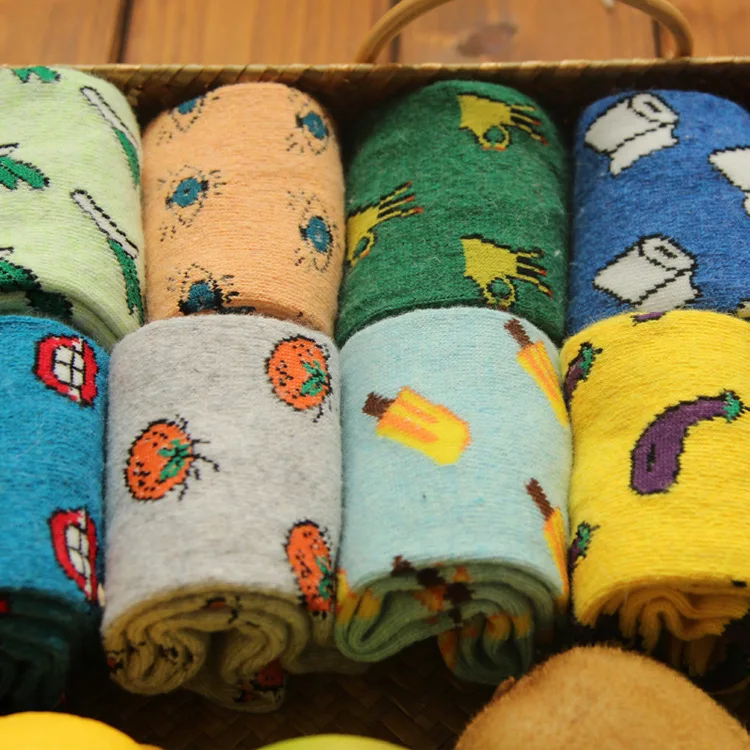Новинка 2017 милые шерстяные носки с мультяшным рисунком фруктов для женщин зимние