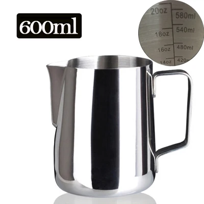 600ML with scale CHANOVEL 304 нержавеющая сталь эспрессо кофе кувшин ремесло латте вспенивания молока кувшин для молока - Цвет: 600ML with scale