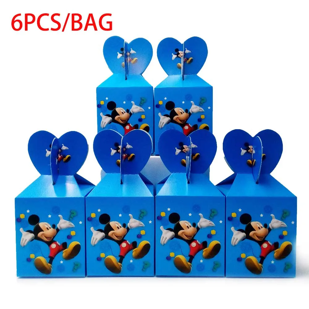 Candy box 6pcs Микки Маус День рождения украшения принадлежности Дети одноразовые посуда набор скатерть баннер на тарелке, чашке подарок для ребенка - Цвет: Candy box 6pcs