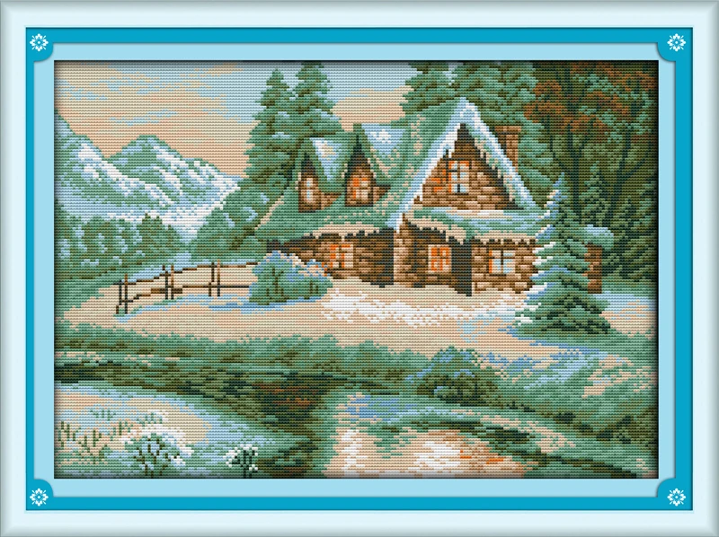 Everlasting love Lakeside snowhouse китайские наборы для вышивки крестом экологический хлопок с принтом 11CT DIY Новогодние рождественские украшения