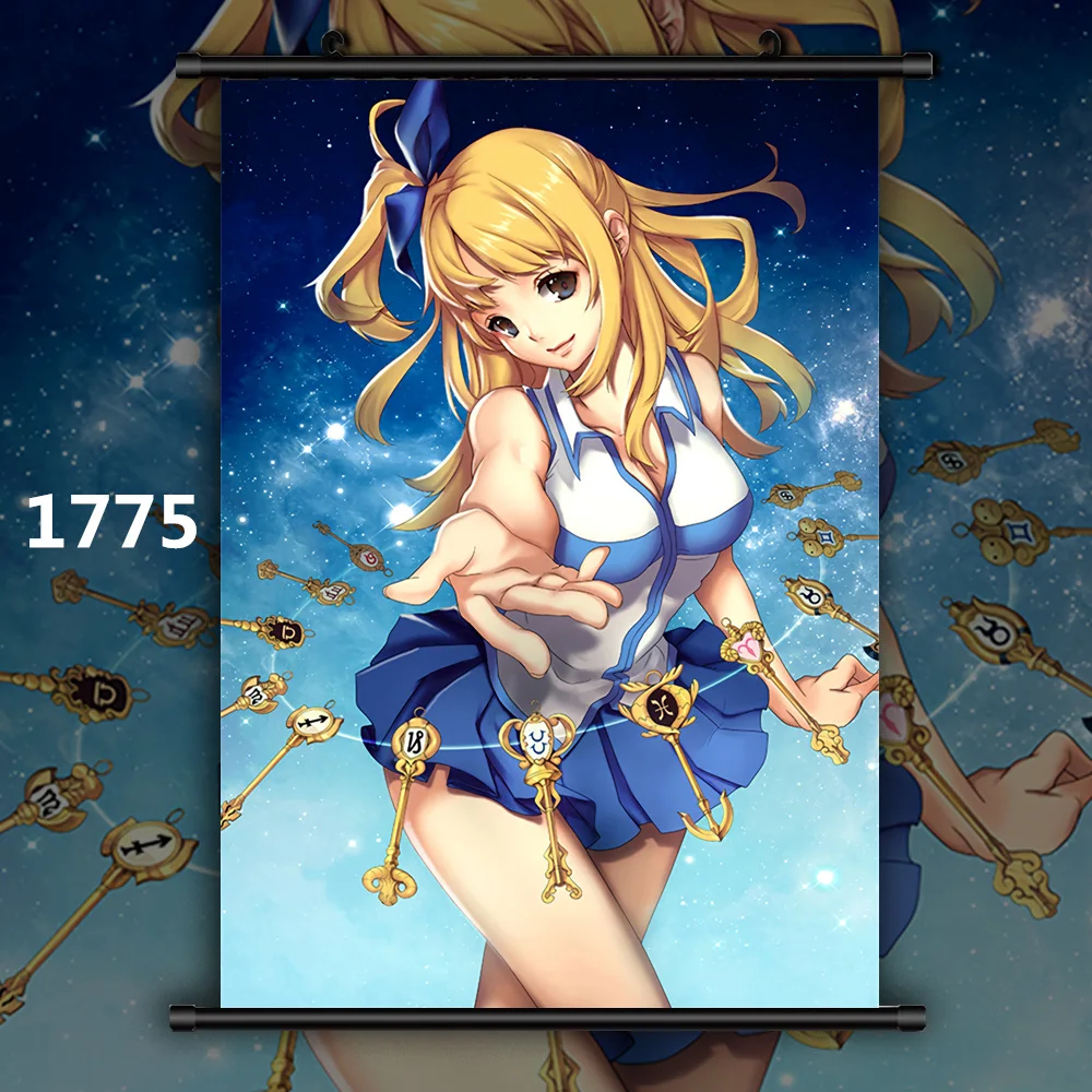 1775 Сказочный хвост Mirajane Erza Lucy Juvia Аниме Манга настенный плакат свиток B - Цвет: 1775