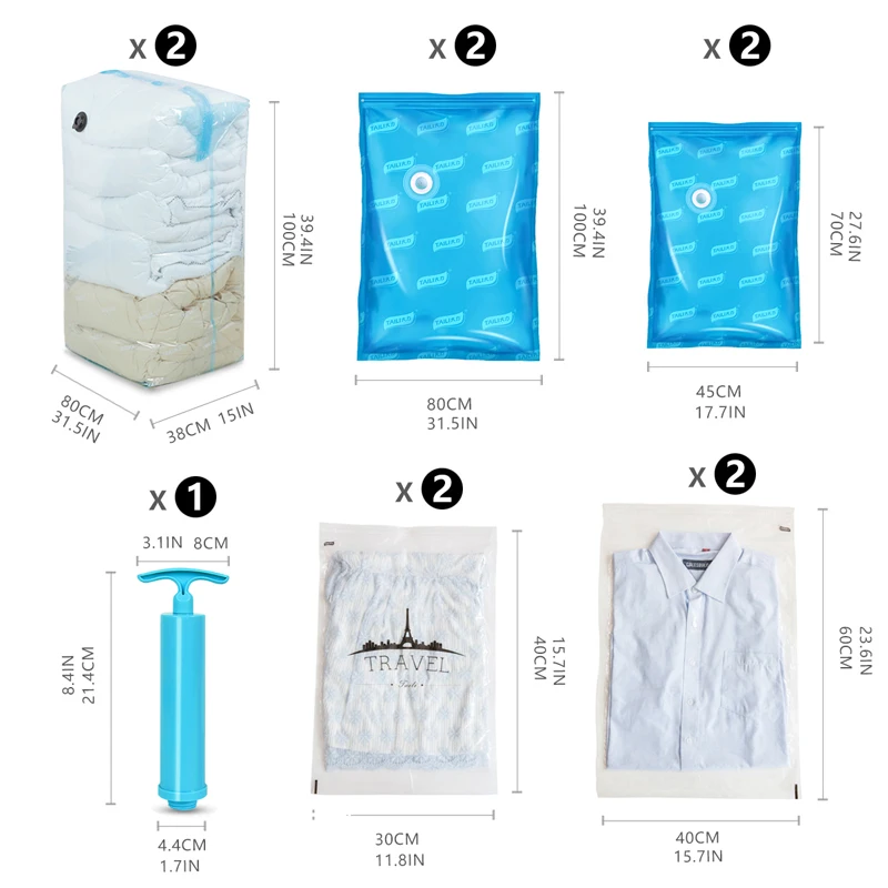 10 шт вакуумных пакетов с насосом Вакуумный пакет для хранения одежды Одеяло