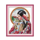 Joy Sunday, Набор для вышивки с изображением Индийской Девушки и маленького волка, 11 карат, 14 карат, разные размеры, материал для вышивки, рукоделие, украшения, картины
