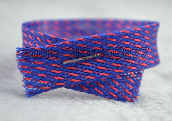 16 мм нейлоновая сетка фиолетовый + красный экран оплетка рукав для DIY HIFI аудио