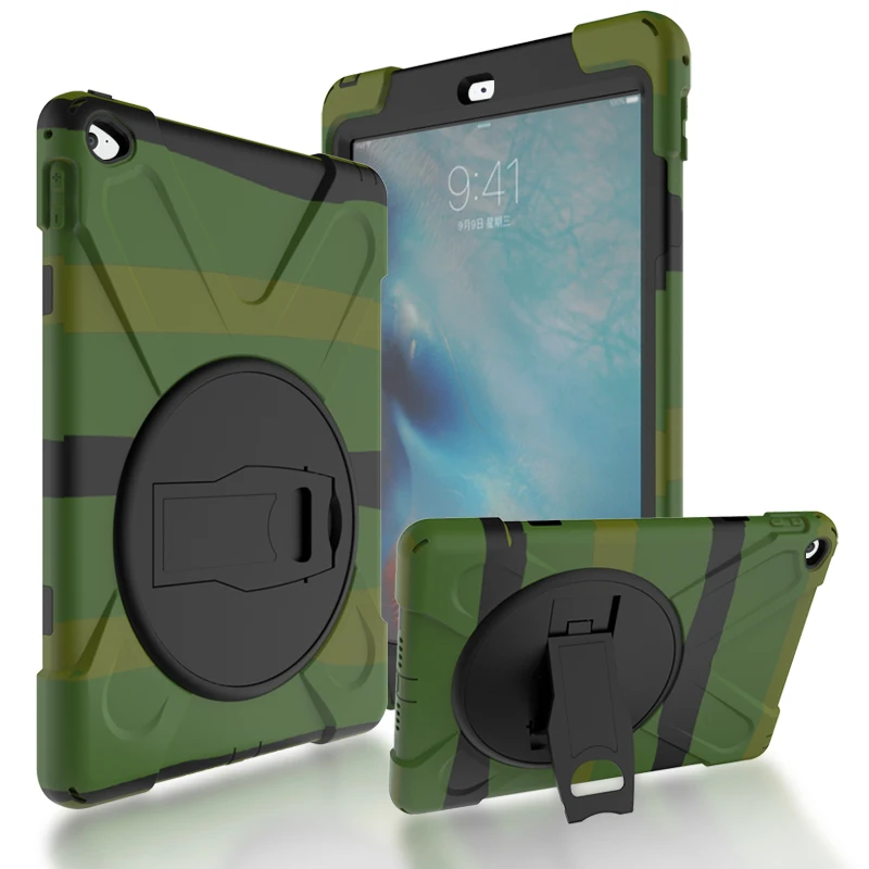 

Shockproof Waterproof Silicon Kids Safe Back Case for New iPad Pro 9.7 inch 360 Degree Rotation Stand Back Cover for iPad Pro