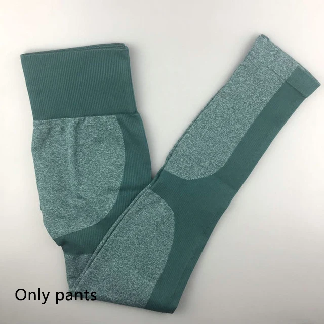 green pants 2 шт., энергетический бесшовный Набор для йоги, одежда, леггинсы+ спортивный бюстгальтер тренировочный костюм для занятий йогой, Женский комплект для фитнеса, одежда для активного бега - Цвет: green pants