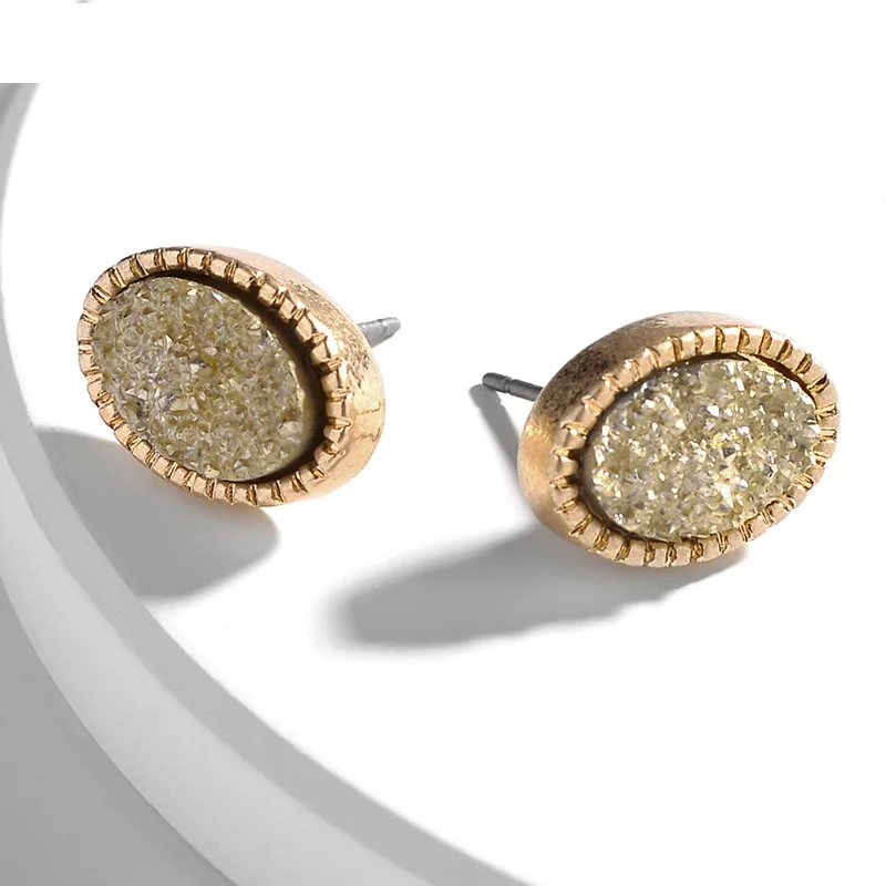 Fashion Brand Jewelry Designer Inspired Oval Button Studs Resin Earrings for Women