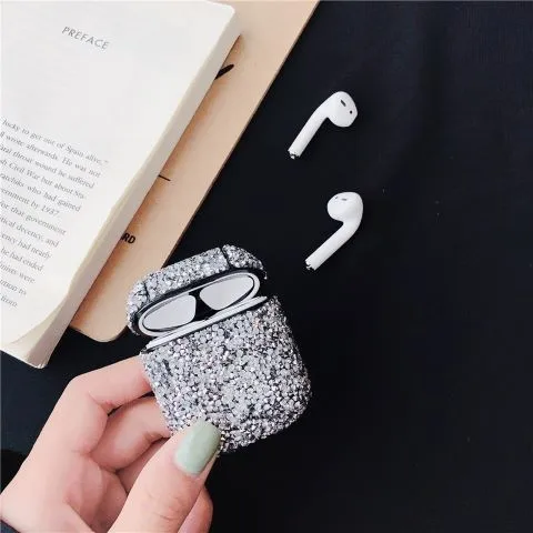 Silver Цветные стразы, чехол для наушников для Apple, аксессуары для airpods, Bluetooth, блестящий силиконовый Жесткий защитный чехол для airpods, чехол - Цвет: Silver
