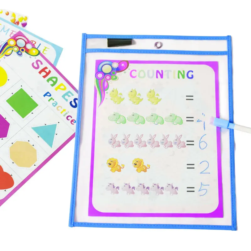 Dry Erase Pockets Reusable Oversized Size 10 X 13 inches Perfect Teacher Supplies for Classroom Organization and Decorations | Канцтовары