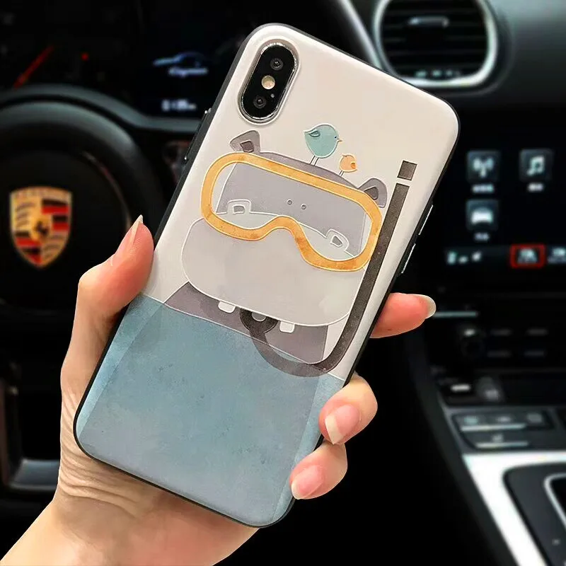 Прекрасный мультфильм животных чехол для iphone х Чехол Мягкий силиконовый