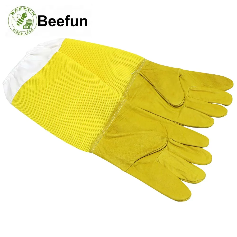 Перчатки Beefun мужские с длинным рукавом желтые кожаные защитные перчатки для