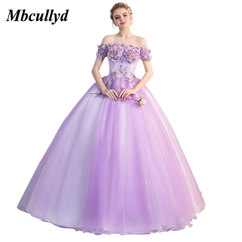 Mbcullyd без бретелек фиолетовые платья Quinceanera для 15 лет 2019 элегантное Пышное Тюлевое