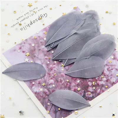 gray 50p Перья боа, натуральные перья, лебедь, плюсы, 4-8 см, перья фазана, свадебные украшения, 50 штук/партия - Цвет: gray 50p