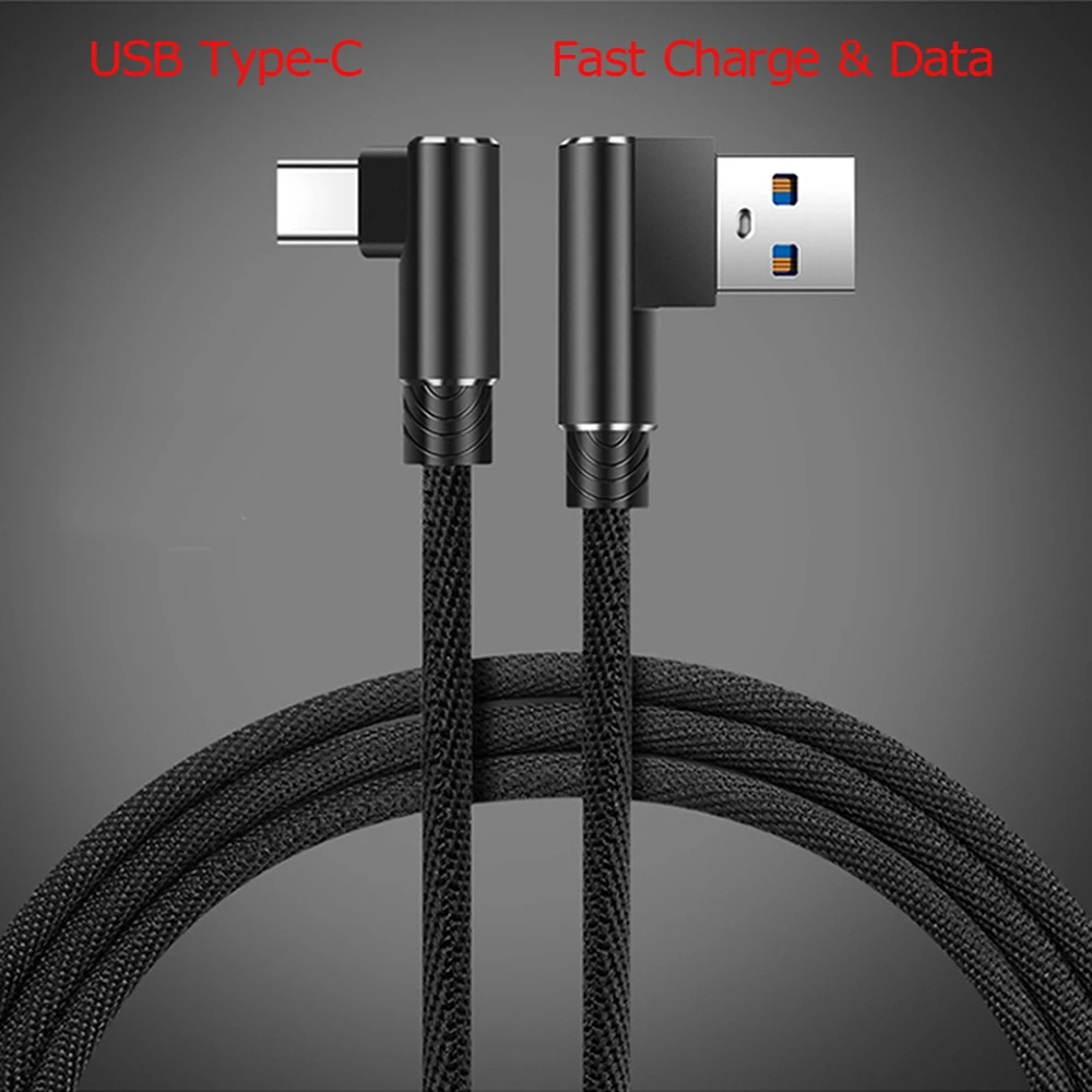 USB3.1 Type C Плетеный 90 градусов кабель для быстрой зарядки и передачи данных Motorola Moto M