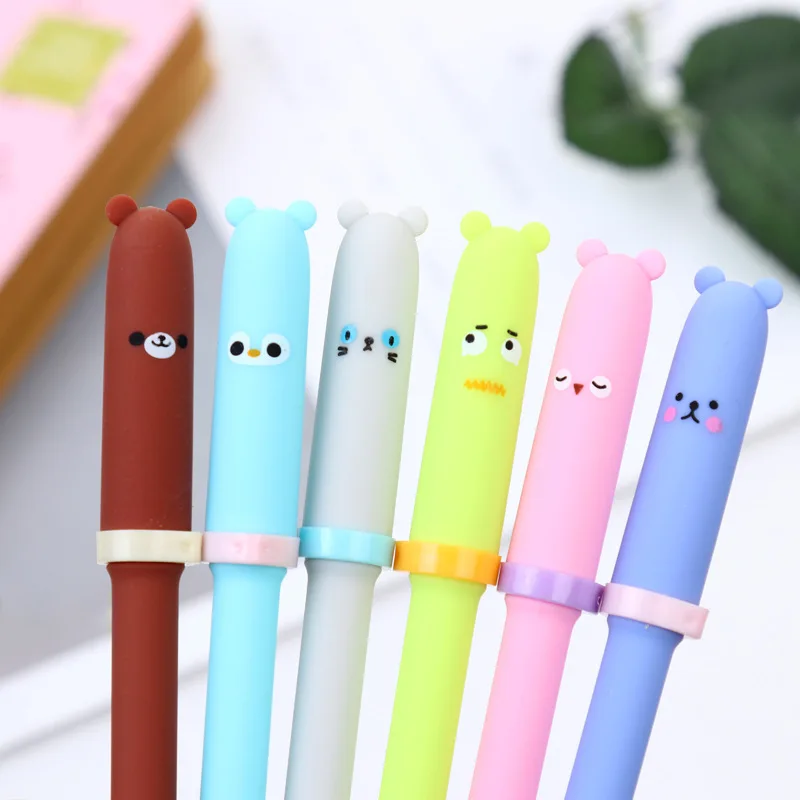 0.38mm Cute Kawaii Plastic Gel Pen Cartoon Bear Canetas Neutral Pens For Writing Kids Gift School Supplies Korean Stationery |