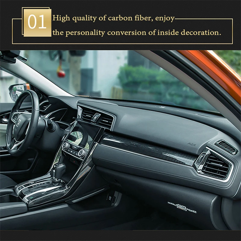 Автомобильные 3D наклейки из углеродного волокна для Honda Civic 2018 2019 2016 2017 10