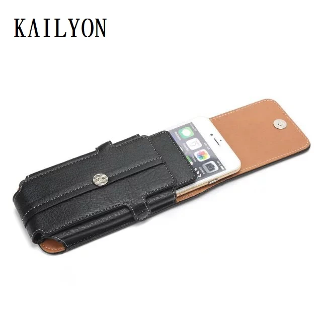 Кожаный чехол с зажимом для ремня на липучке противоударный телефона кобура Huawei