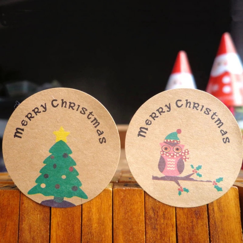 1200 шт./лот наклейки ручной работы Merry Christmas для самостоятельной сборки с деревьями