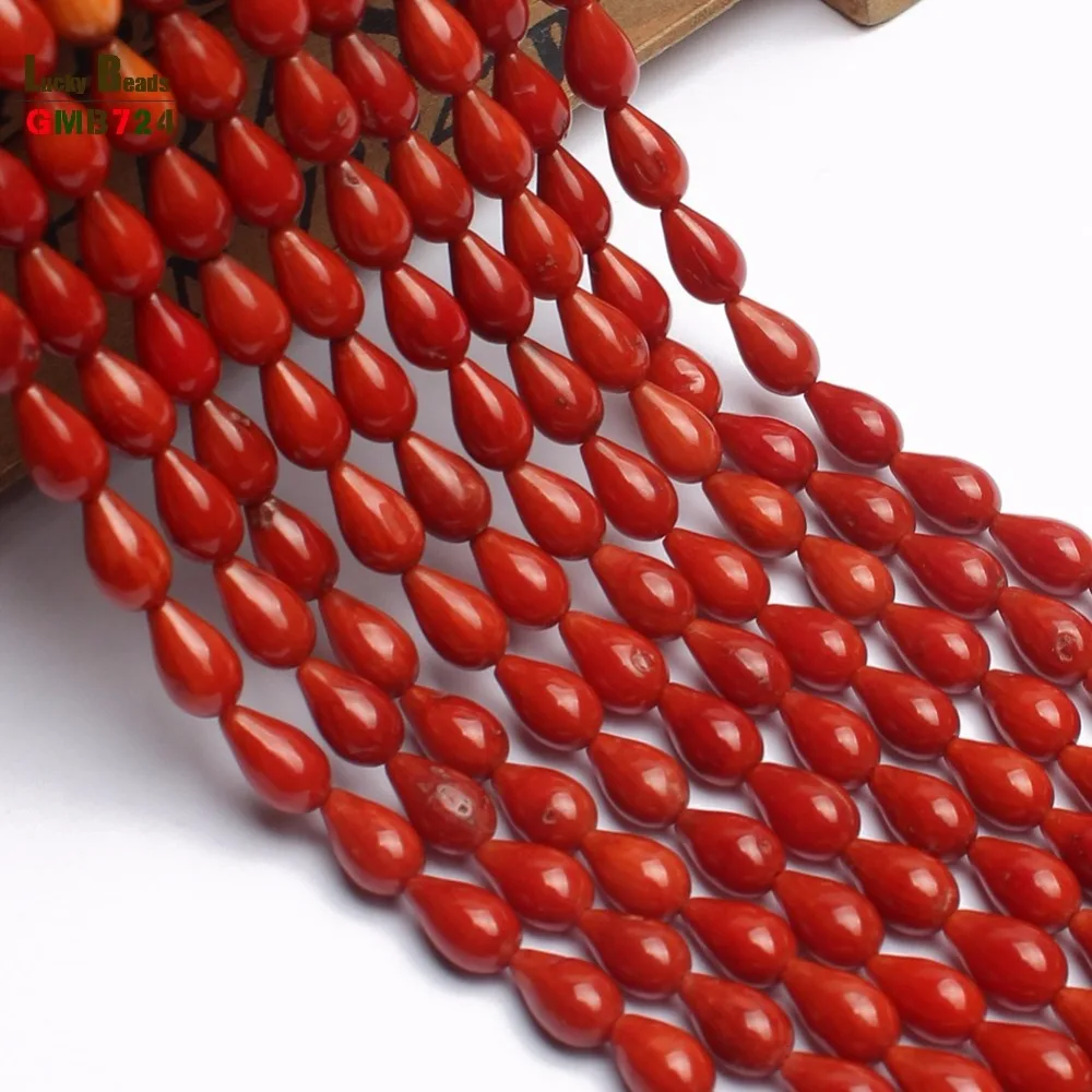 5x8mm Water Drop Shaped Red Coral Beads 15inches Loose Stone For DIY Making Bracelet Necklace Jewelry Ring Earrings Charms | Украшения и