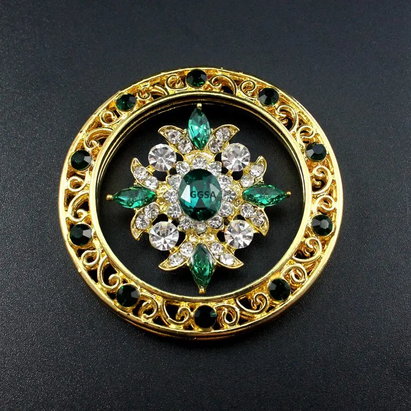 Emerald GGSA 1 комплект, винтажные стразы, пуговицы, плюс пряжки, сделай сам, одежда browband, свадебные, красные, темно-синие, королевские, AB, кристаллы, центральные кольца - Цвет: Emerald