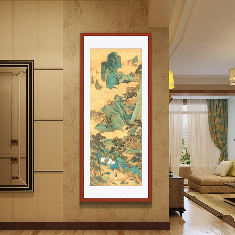 Chinese traditional calligraphy and painting living room study hang Qiu Ying peach garden frameless scro|painting calligraphy|chinese