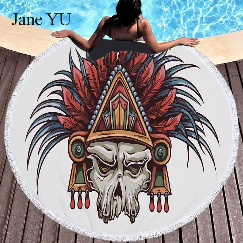 JaneYU череп коврик для пикника геометрический бахрома гобелен вокруг пляжа