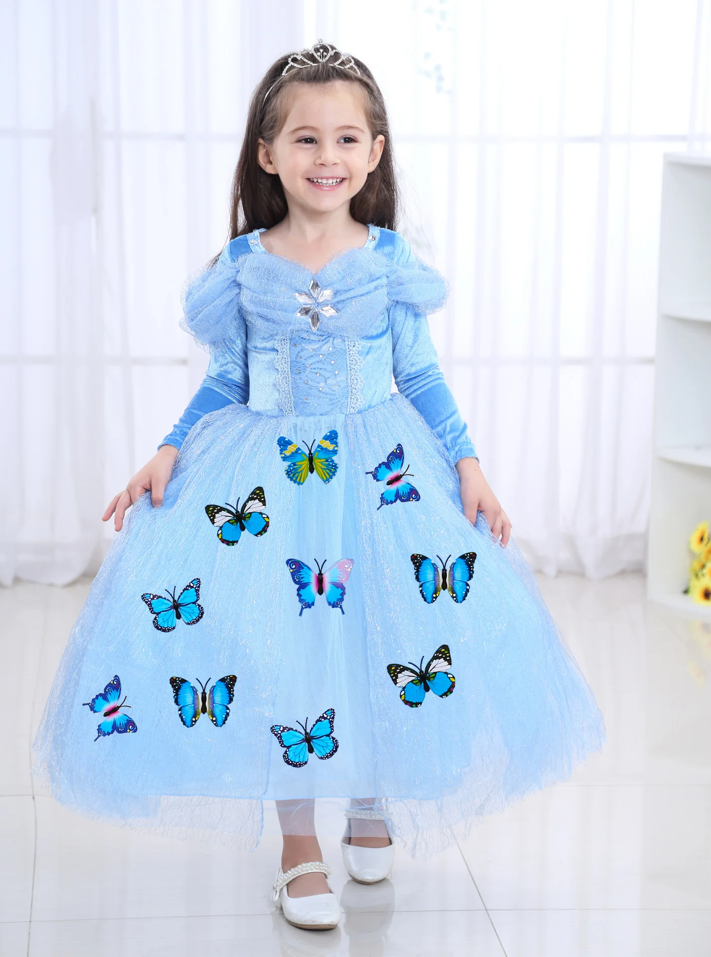 clothes Cinderella long sleeves princess dress girls children autumn ice and snow costumes costumes. | Детская одежда и обувь