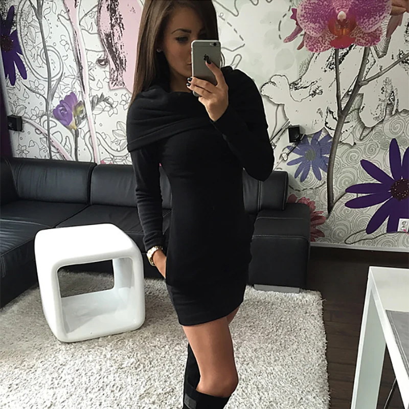 Женщины Осенние Платья 2016 Зима Элегантный Случайные Тонкий Bodycon Твердые Женский