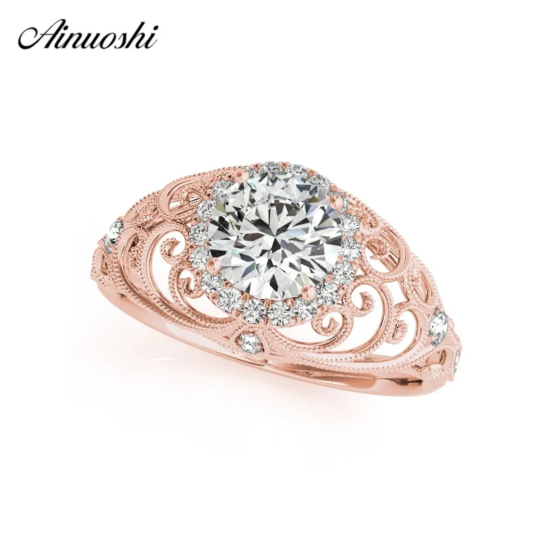 AINUOSHI Стерлинговое Серебро 925 пробы розовое золото цвет круглый вырез 1ct свадебные