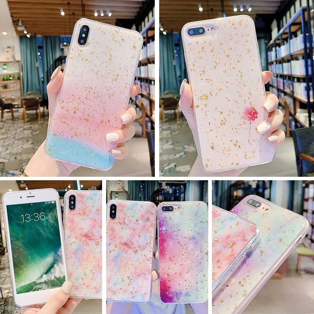 KISSCASE Luxury Gold Foil Bling Case For iPhone XS Max XR Marble Pattern 8 7 Plus 6S 6 Capinhas |