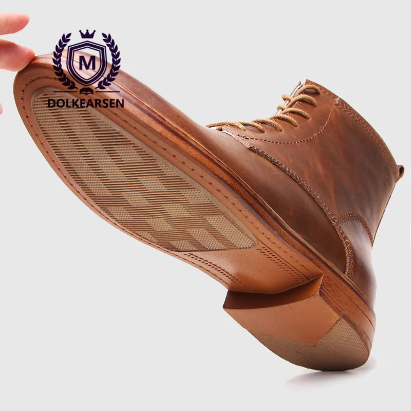 DOLKEARSEN 2017 Spring/Autumn Men Boots Genuine Leather Winter Plush Ankle Boot Lace-up zipper Martin D161107 | Обувь