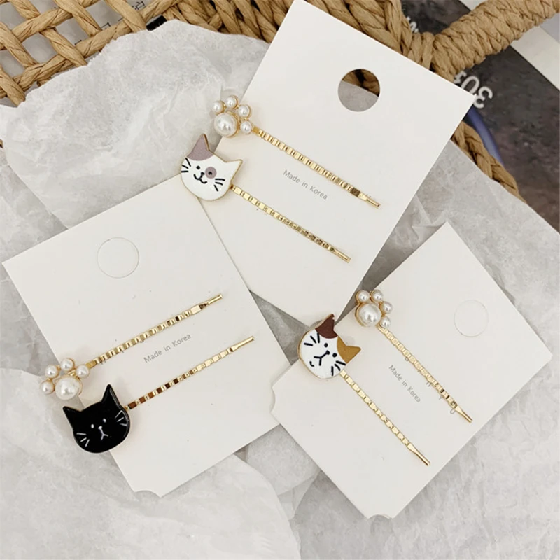 2 шт./компл. корейские модные женские металлические заколки для волос милые