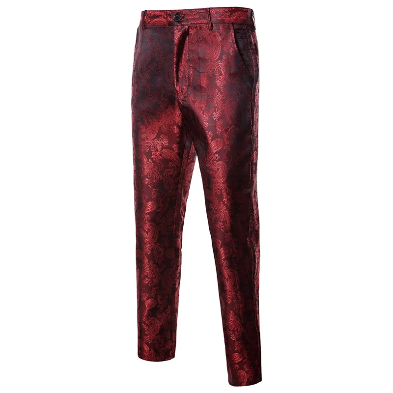 

Red purple black flower pants men autumn and spring mens dress pant size M L XL XXL XXXL