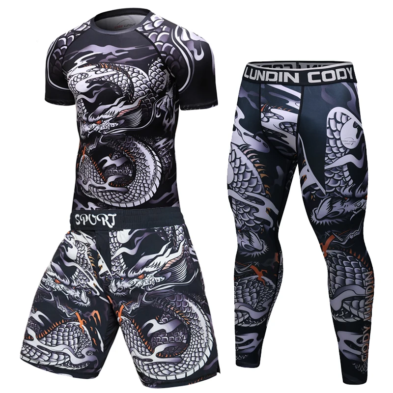 Новый бренд UFC MMA тренировки компресс Мужская футболка с длинными рукавами BJJ 3D
