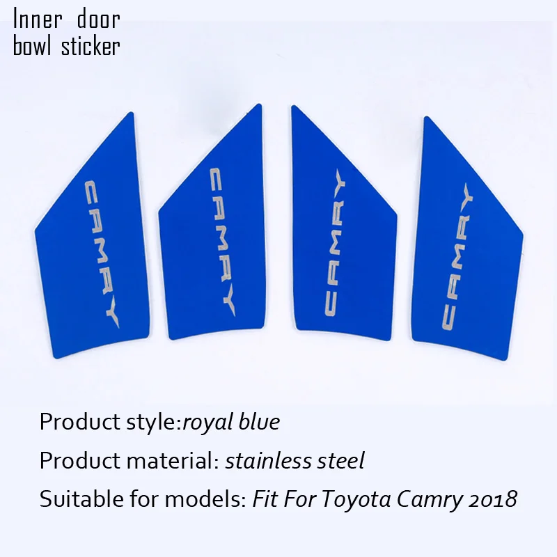 MCrea 4 шт. автомобильный Стайлинг для Toyota Camry XV70 межкомнатные дверные ручки крышки чаши наклейки аксессуары из нержавеющей стали - Название цвета: 4pcs blue-door bowl