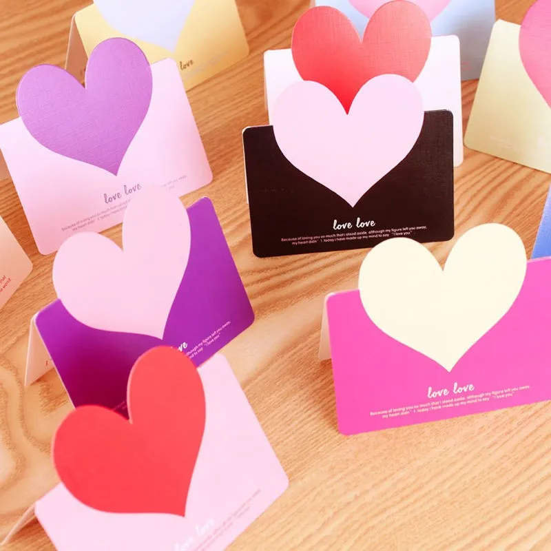 5 шт. в форме сердца поздравительные открытки милые на Рождество день рождения