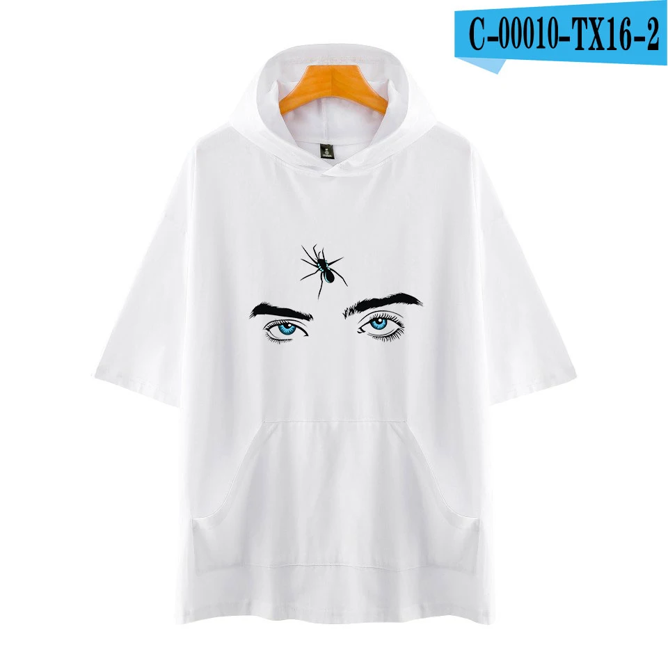 FADUN Tommee Billie Eilish Мужская/женская футболка с капюшоном, одноцветные футболки, летние модные футболки с коротким рукавом, стильный топ с капюшоном, 4XL - Цвет: white