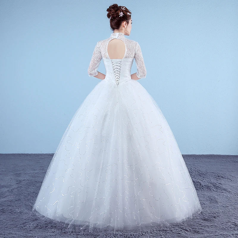 Fansmile Vestido De Noiva винтажное кружевное свадебное платье плюс размер индивидуализированный мяч платье Принцесса подвенечные Свадебные платья FSM-591F