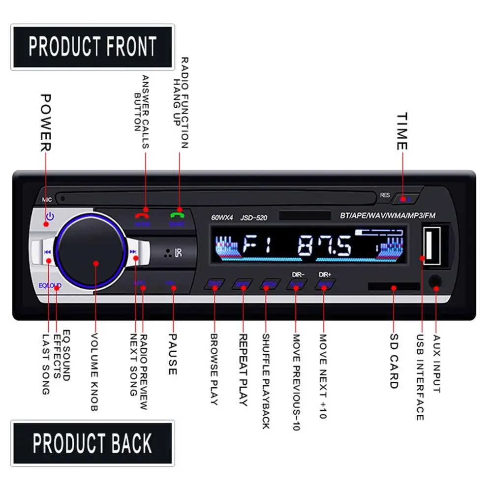 Автомобильный MP3 плеер Bluetooth беспроводной автомобильный стерео аудио FM радио