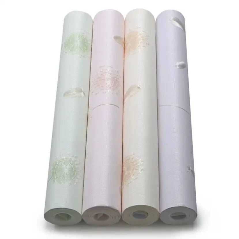 Красивые 3d тисненые обои с одуванчиком Настенные перьями романтическое