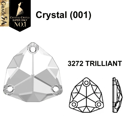 Crystal Кристалл замок Стразы для шитья 5A отличные триллиантные треугольные драгоценные камни кристалл AB пришивные стразы для гимнастики - Цвет: Crystal