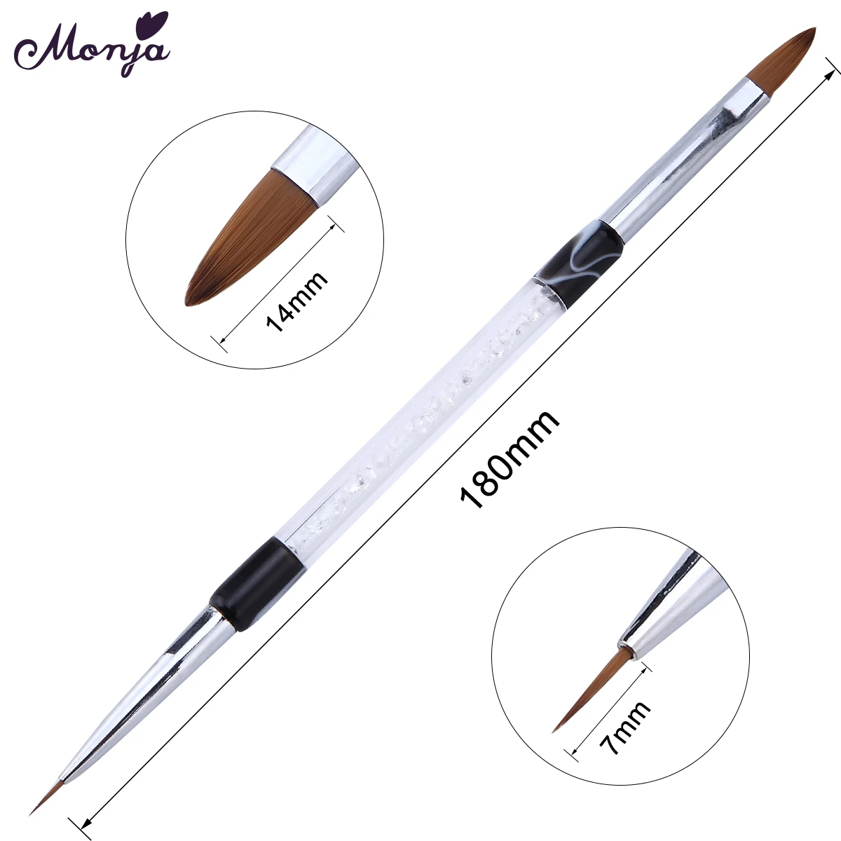 Monja двухсторонняя акриловая жидкая пудра для дизайна ногтей УФ-гель Кисть