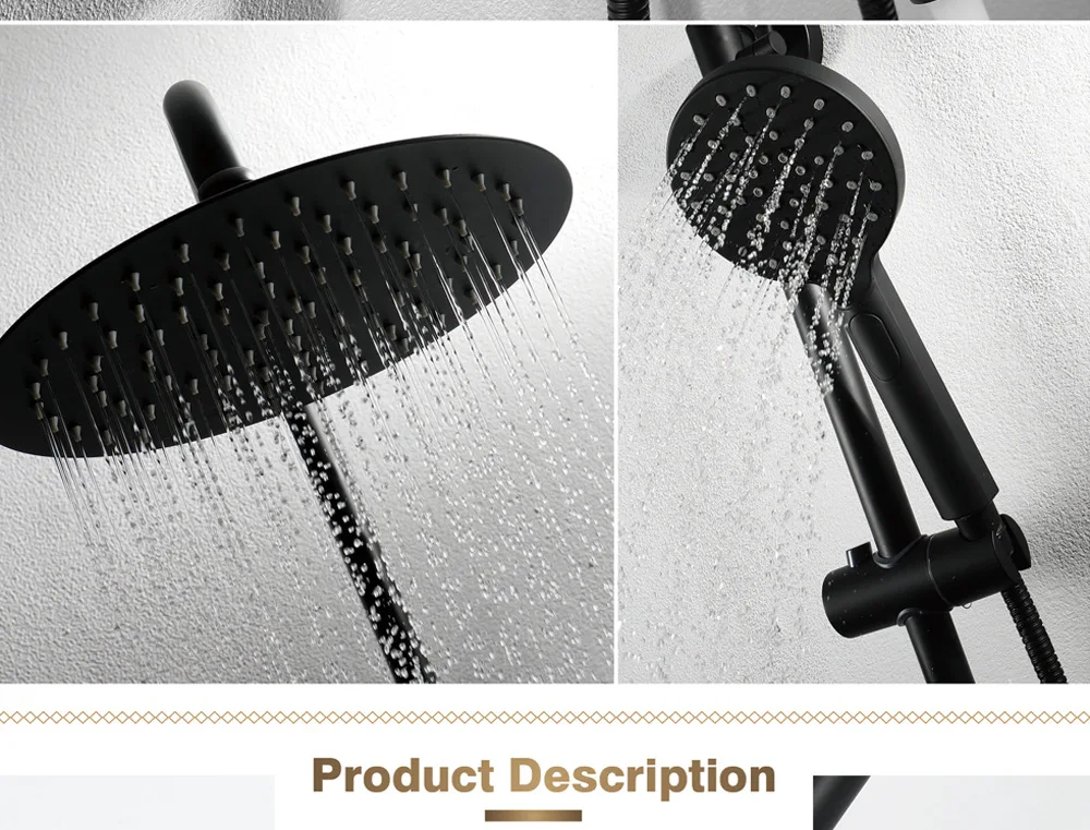 Черный термостатический душевой набор senреек европейская черная Душевая система