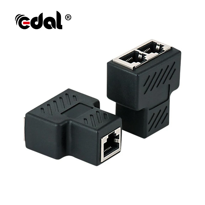 Разветвитель EDAL RJ45 адаптер 1-2 с двумя гнездовыми портами CAT5/CAT 6 сетевое