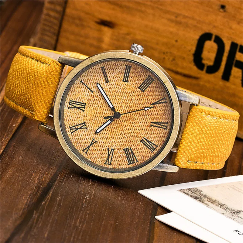 Ретро Vogue ковбойский кожаный Montre мужской женский для пар часы Lover's Roman Quartz
