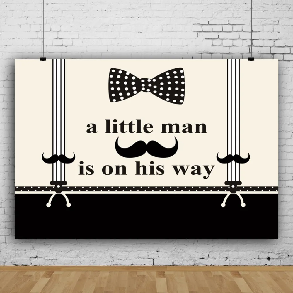 Laeacco Baby Shower Party A Little Man On His Way Tie Beard Poster Photo Backdrops для фотостудии | Электроника